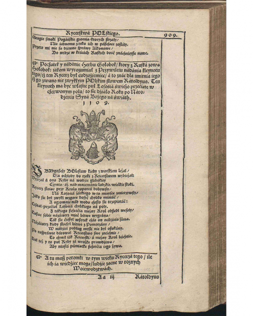 B. Paprocki, Gniazdo cnoty, Kraków 1578, s. 909 via Polona (karta tytułowa)