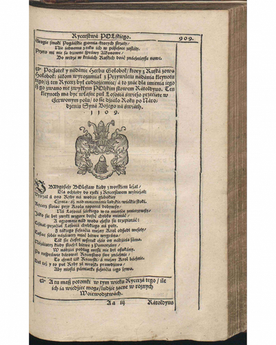 B. Paprocki, Gniazdo cnoty, Kraków 1578, s. 909 via Polona (karta tytułowa)